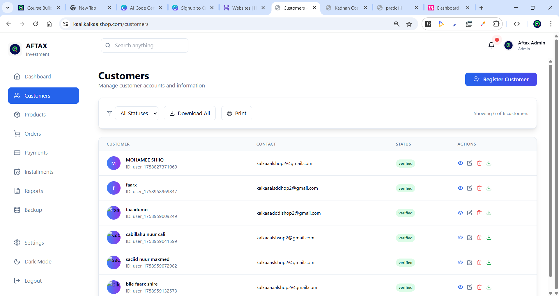 Admin Dashboard - AFTAX Investment System - Google Chrome 10_20_2025 11_00_43 AM